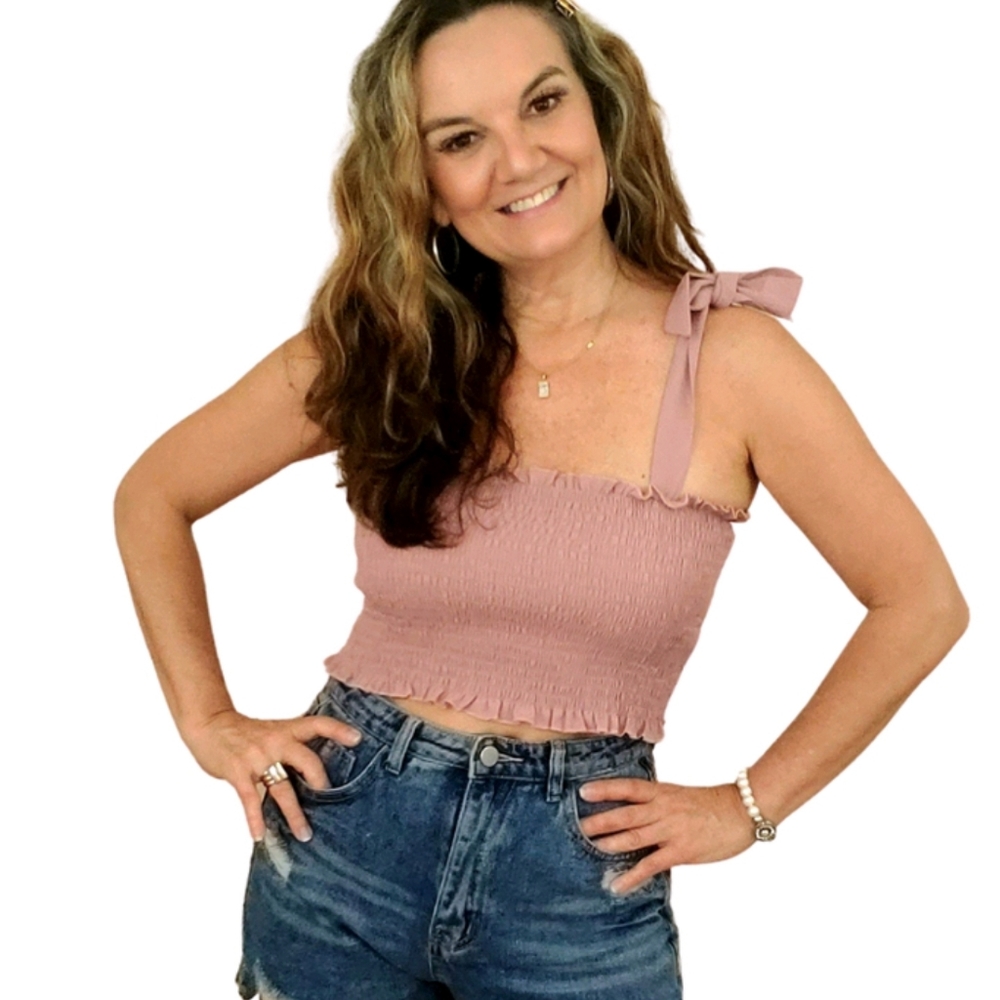 Women's Tie Shoulder Crop Top